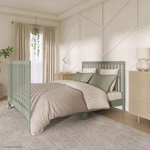 Image of Dream On Me Universal Crib to Full Size Bed Conversion Kit, Solid Wood Bed Rails for Select Convertible Cribs, Strong & Stable Support, Meadow Green