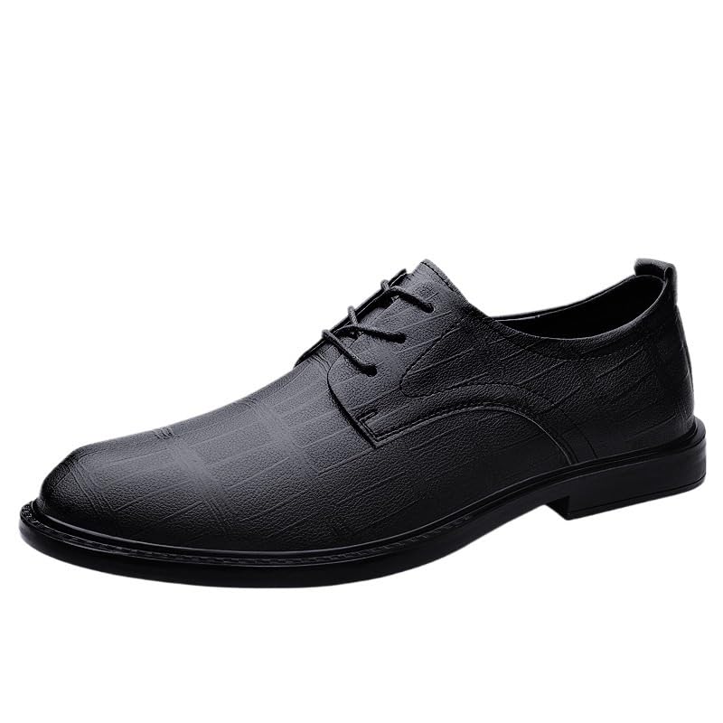 Dress Shoes for Mens Lace Up Pu Leather Fashion Plain Toe Business Non Slip Shoe