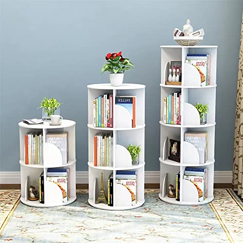 2 Tier 360° Rotating Stackable Shelves Bookshelf Organizer (White) - Intexca #TOP5