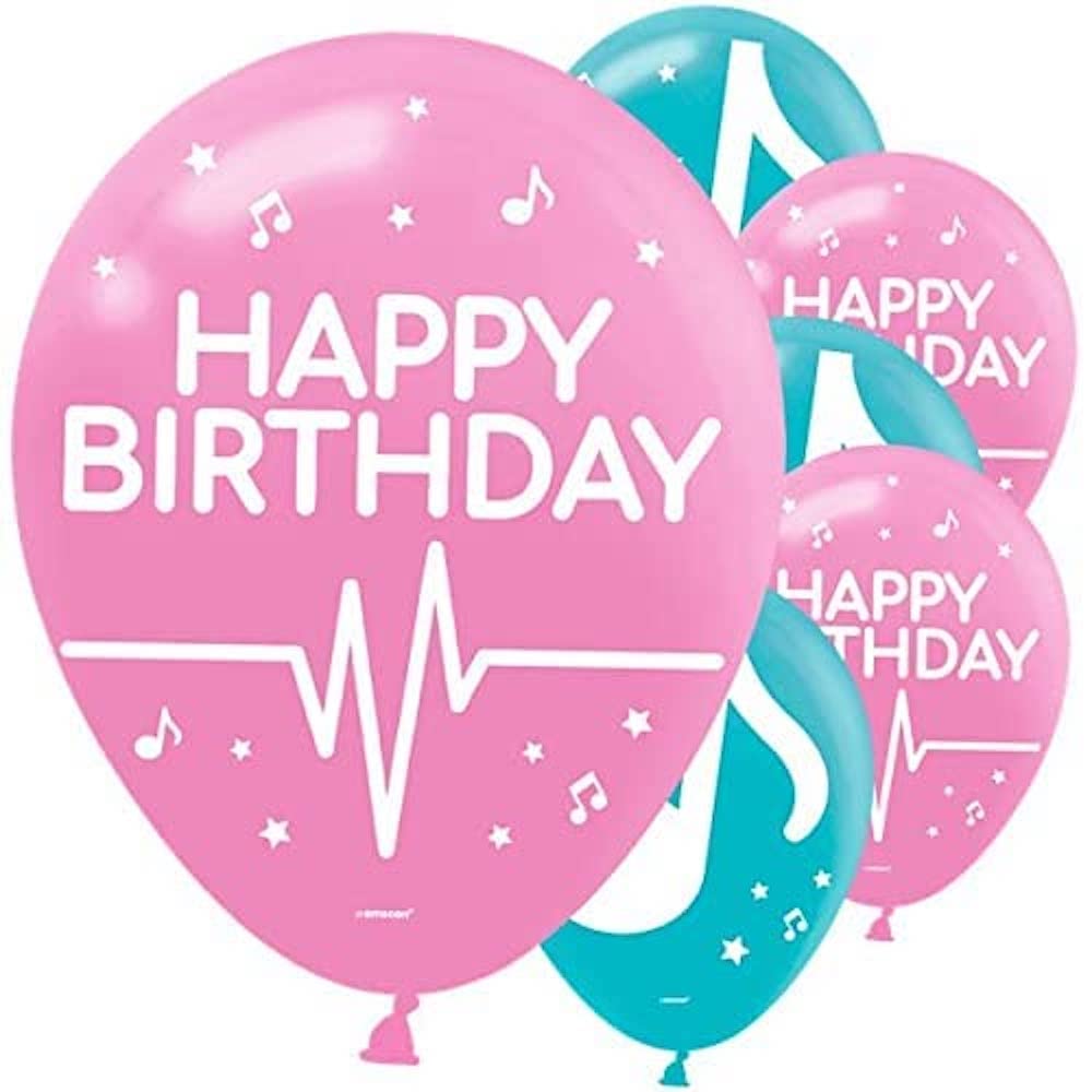 amscan 9913869 - Internet Famous Party Blue & Pink 11" Latex Balloons - 6 Pack, Multicoloured โ image 1