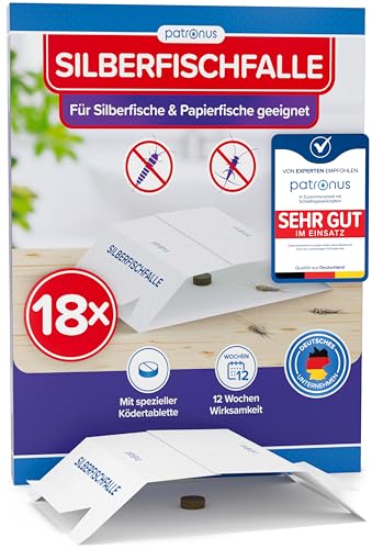 Patronus Silberfischfalle [18x] Monitoring-Klebefalle mit giftfreiem Köder – Ansicht 1