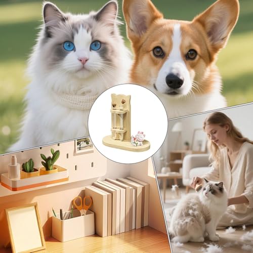 Soporte para pelo de gato que evita la pérdida de recuerdos con doble tubo decorativo y corcho 6