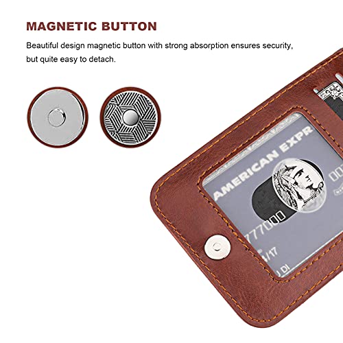 Image of KIHUWEY Compatible with iPhone 13 Pro Case Wallet with Credit Card Holder, Premium Leather Magnetic Clasp Kickstand Heavy Duty Protective Cover for iPhone 13 Pro 6.1 inch(Brown)