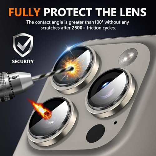 Image of PACK OF 2 Camera Lens Protector For IPHONE 16 PRO / 15 PRO / 16 PRO MAX / 15 PRO MAX ( GREY ) UHD 9H Glass, Anti Drop, Scratch Resistant, Case Friendly, Removable, Waterproof, Heavy Duty Camera Protector.