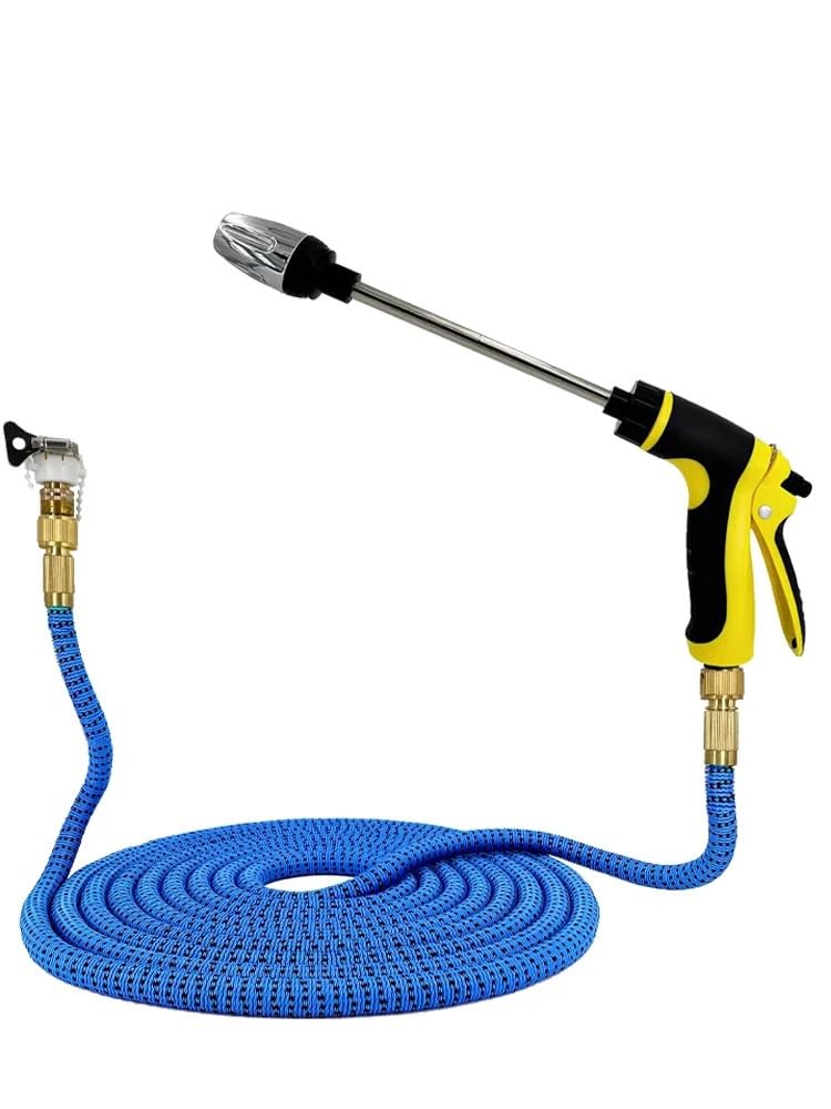 Tubo Acqua Giardino,Canna Acqua Giardino Tubo flessibile estensibile, autolavaggio ad alta pressione, funzioni di spruzzatura a stelo lungo, pistola ad acqua, tubo flessibile for irrigazione da giardi