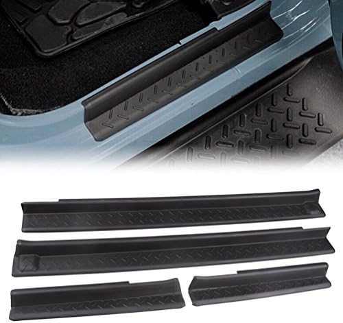 Door Entry Guards Sill Plate Protectors Compatible with 2007-2018 Jeep Wrangler JK Unlimited JKU 4Door Front & Rear Door Sill Protector Cover Scuff Plate Entry Guard Black