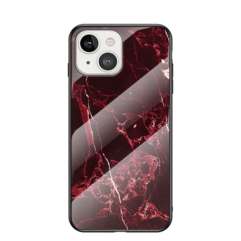 Coque iPhone 13 Pro rigide silicone marbré rouge noir