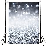 DODOING 5x7ft Shining Glittering Spots Bokeh Halos Sparkle Photo Photography Backgrounds Silver Glitter Sequin Backdrops Wedding Party Backgrounds Kids Children Studio Props