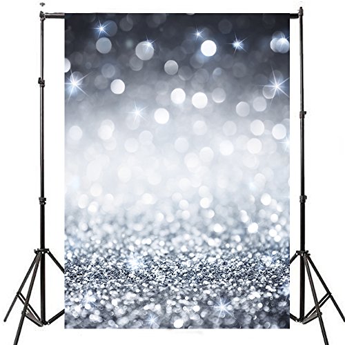 DODOING 5x7ft Shining Glittering Spots Bokeh Halos Sparkle Photo Photography Backgrounds Silver Glitter Sequin Backdrops Wedding Party Backgrounds Kids Children Studio Props