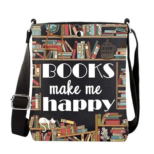 MBMSO Book Gifts for Book Lovers Crossbody Bag Themed Purse for Literary Lover Bookshelf Gift