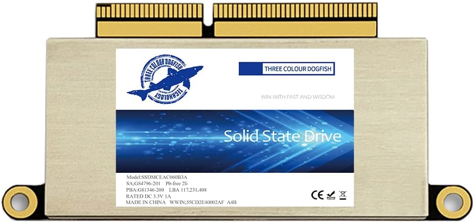 Dogfish 1TB SSD M.2 NVMe PCIe Gen 3.0x4 Upgrade for MacBook, Internal Solid State Drive for MacBook Pro A1708 2016-2017 Non-Touch Bar Models