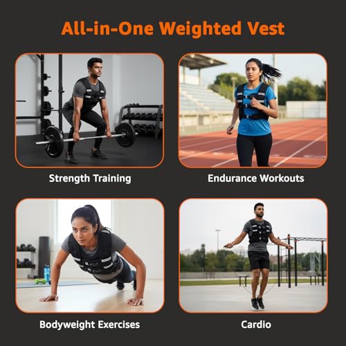 Image of Amazon Basics Adjustable Weighted Vest 10 kg for Men & Women | Breathable Neoprene, Secure Fit, Even Weight Distribution | Ideal for Running, Gym, Cardio & Home Workouts | Black
