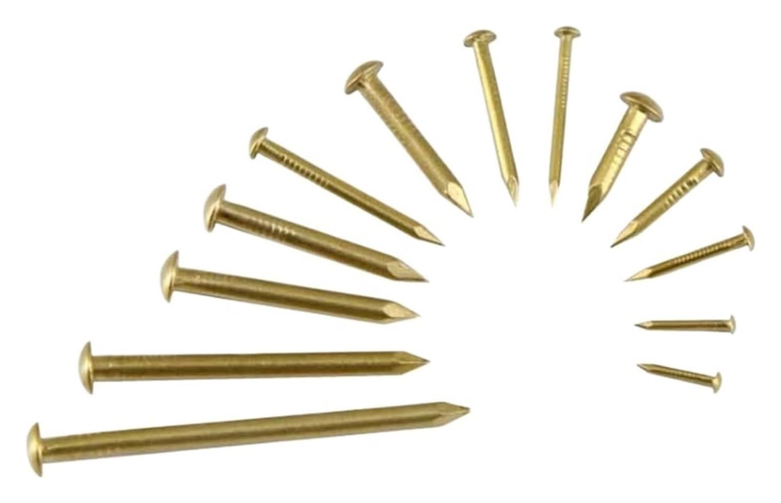 Malutkie gwoździe mosiężne, 10-100 szt. Średnica 1,2 1,5 2 2,8 mm Długość złota = 8–50 mm(2x25mm)