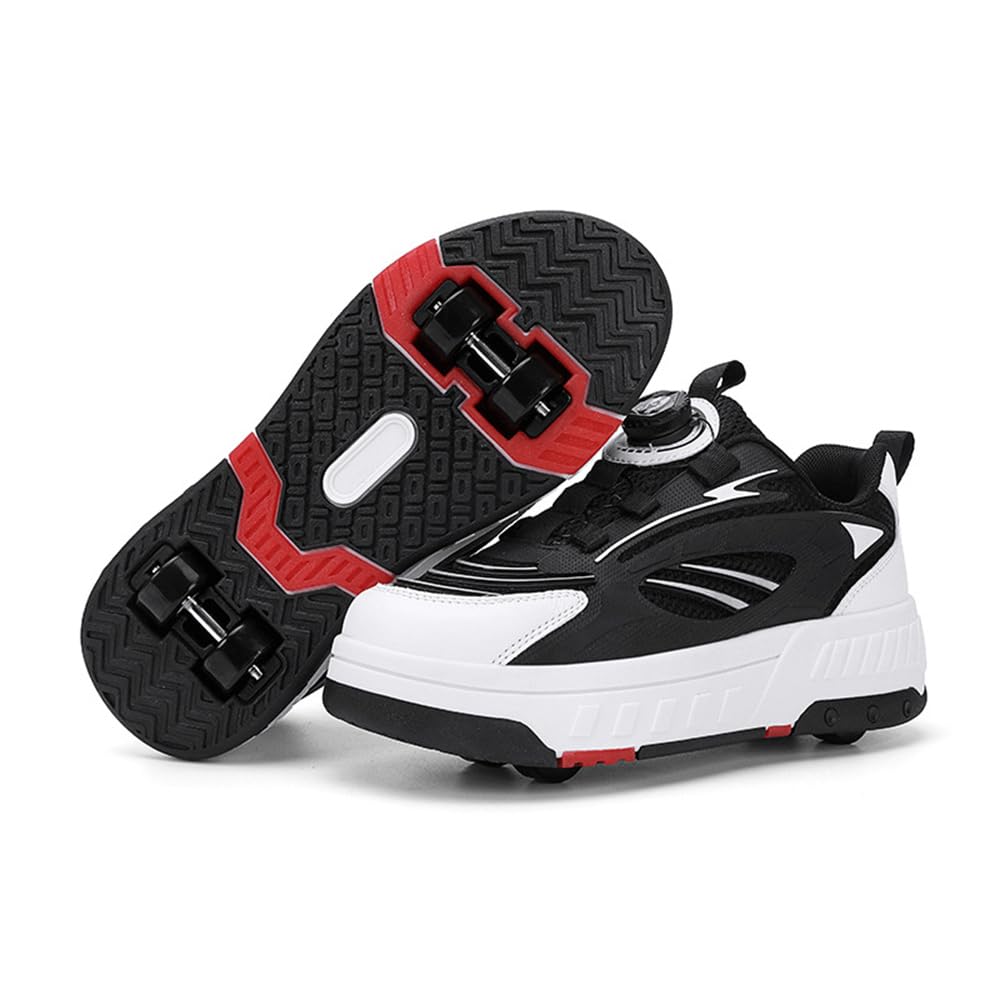 Mateju Zapatos con Ruedas para Niños y Niñas, Patines Multiusos con 4 Ruedas Retráctil, 2 en 1 Zapatillas de Skateboarding Simple Moda Zapatillas Deportivas al Aire Libre