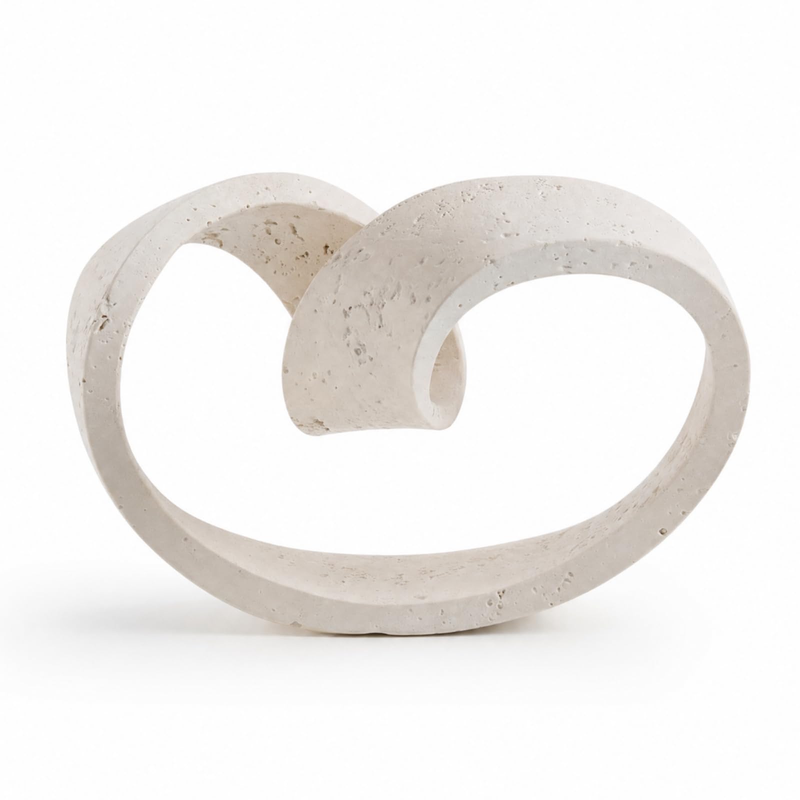 Qianly Escultura No Representativa Abstracto Escultura con Efecto Travertino Moderna Estatua con Acabado Arenosa para Recibidor, Oficina, Beige, A, 27 19 18cm