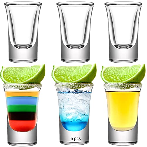 INFTYLE Shot Glasses Set of 6 Cute 1.2oz Shot Glass Bulk with Heavy Base Clear Mini Wine Glasses Bar Shot Cups Set for Tequila Vodka Whiskey Liqueurs soju Espressos