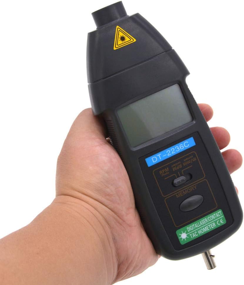 True Sense DT-2236C Contact and Non Contact 2 in 1 Digital Tachometer RPM Meter Rotation Speed Measurement RPM Measurer Non Magnetic 2.5~99999 Speed Meter Tester Photoelectric Speedometer