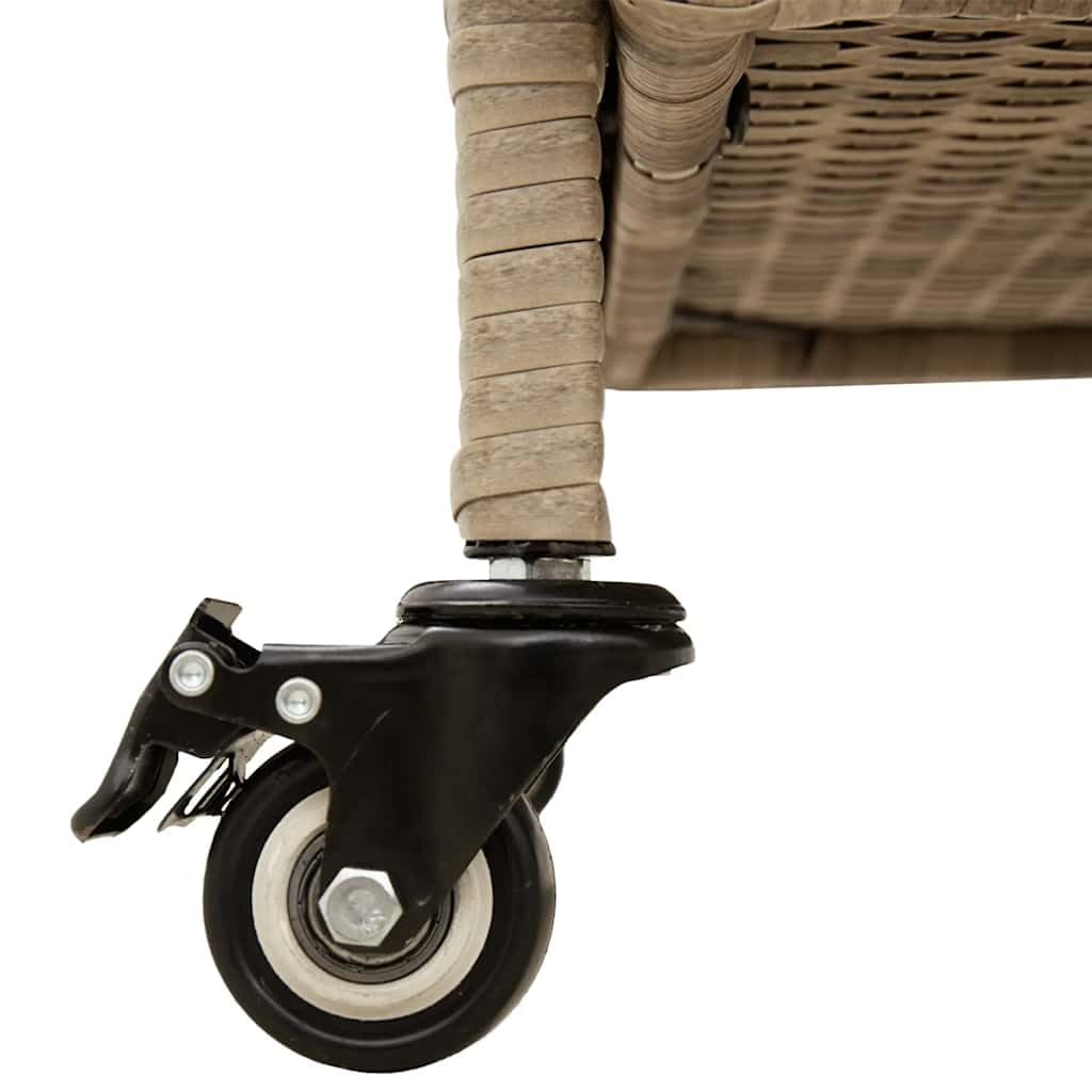 IKAYAA Baúl de Exterior Ratán PE con Ruedas, Baúl de Almacenamiento Exterior XXL, Caja de Almacenamiento con Bolsa, Arcón de Almacenaje para Patio Jardín, Beige 160 x 55 x 75 cm