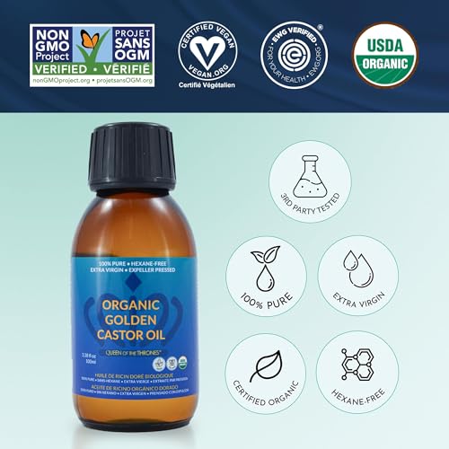 image for QUEEN OF THE THRONES Organic Golden Castor Oil | 100% Pure for Hair, S