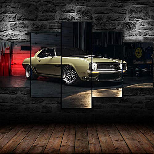 Voiture classique papier peint 5 pièces pour salon moderne cadre YUANJUN