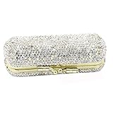 Bestbling Bling Rhinestone Crystal Lipstick Case Holder Organizer bag Cosmetic Storage for Women's Lipstick Jewelry Kit (Silver)