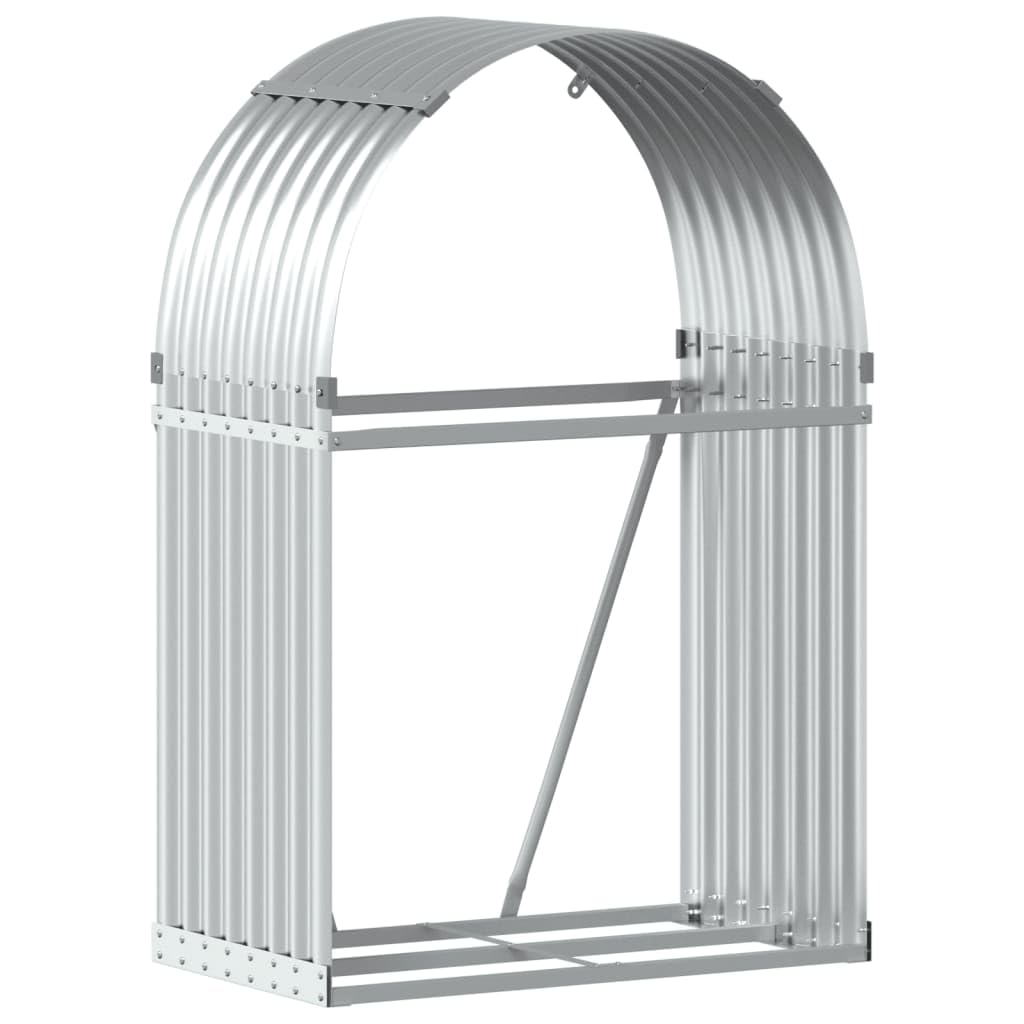Vidaxl Silver Log Holder, Firewood Rack For Fireplace Storage Room, Log Store For Wood Burner Wrought, Wood Storage, Galvanised Steel
