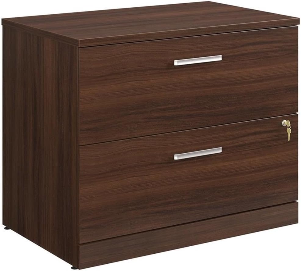 Pemberly Row 2-Drawer Engineered Wood Lateral Filing Cabinet, Noble Elm/Brown Finish, Heat and Scratch Resistant Top, Locking Drawers, 35.43" W x 23.46" D x 29.29" H, Office File Storage Furniture