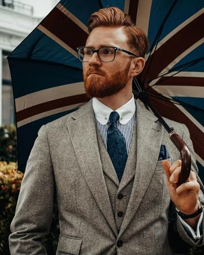 VENNYNG Men Tweed Suit Vintage 3 Pieces Business Blazer Pants Single Breasted Wedding Groom Work Causal Tailored2