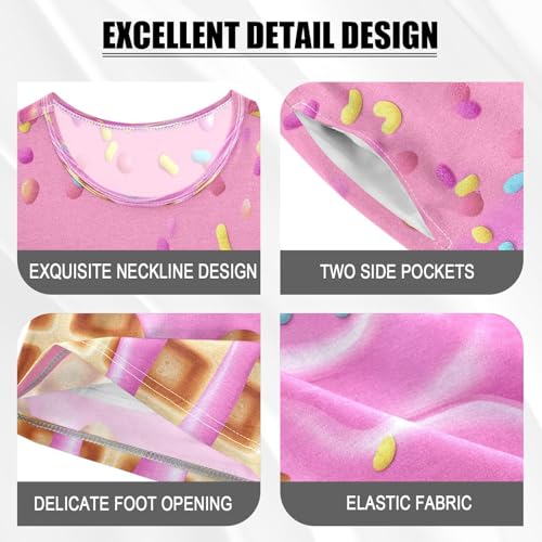 ALAZA Hipster Ice Cream Waffle Pajamas Set Short Sleeve Cotton Sleepwear Summer Pjs 2 Piece 5-14Y4