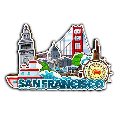 Imán decorativo de madera San Francisco 3D pequeño miniatura 1