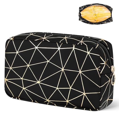 Image of Likesing Period Bag Pouch, Leather Tampon Holder for Purse-Black Gold | PU Period Pouches for Teen Girls, Women Portable Sanitary Napkin Storage Bag, Feminine Sanitary Bags Emergency Pad Pouch