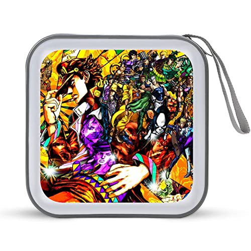 ジョジョの奇妙な冒険 CDケース プラケース スリム BD DVDケース 大容量 40枚収納 ディスク収納ケース 小型 持ち運び便利 可愛い 男女兼用 旅行 自宅用 セミハード ファスナー付