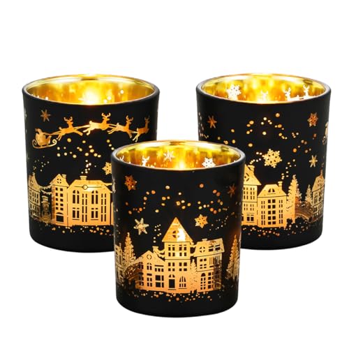 Weihnachtsdeko im großen Glas 13 Weihnachtsdeko Innen Teelichthalter Weihnachten Tischdeko: Hewory 3er...