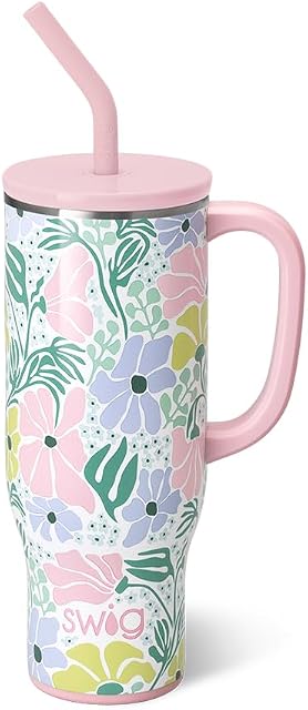 Swig Life Garden Party Insulated Mega Mug with Handle & Straw