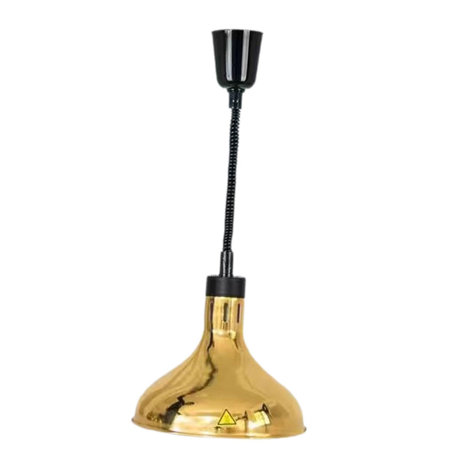 IOIUSKKU Lámpara de calor para alimentos ajustable E27 Lámpara de calor colgante para papas fritas Comida frita Cocina, Oro, 60-180 cm