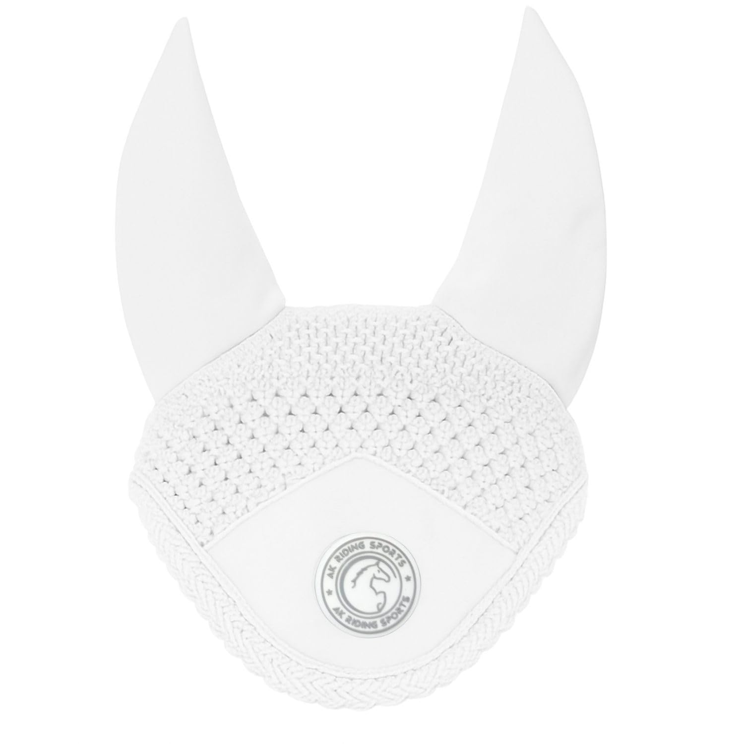 AK Fly Hood for Horses – Soft Lycra Ears, Close-Knit Crochet, Comfortable Fit – Equestrian Ear Bonnet for Sport Horses AKRS-6069-01 (White, PONY / (S))