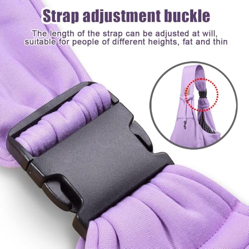 Image of Tomkas Small Dog Sling Carrier - Zipper Pocket & Adjustable Strap - for 3-10 lbs Pets(Light Purple)