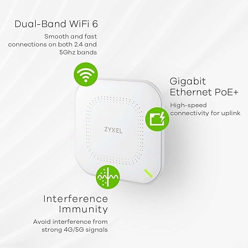 Miniatura 3 de Zyxel Punto de acceso Gigabit inalámbrico WiFi 6 AX1800  Malla, roaming sin problemas y MU-MIMO  Seguridad WPA3-PSK  Administración directa,