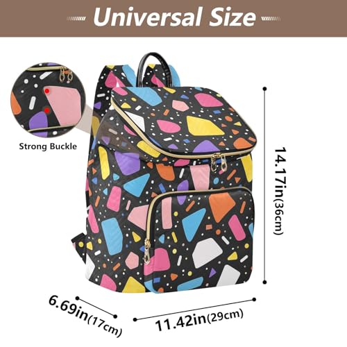 KLL Colorful Geometric Pattern Women Backpack Cute Waterproof Ladies Backpack Shoulder Bag for Gym Work Travel3