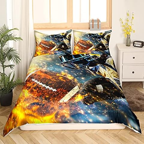 Sunnybed American Football Bettbezug für Jungen 135x200,Ball Games Sport Bettwäsche Set Fußball Athlet Kinder Teens Männer Schlafzimmer Cover