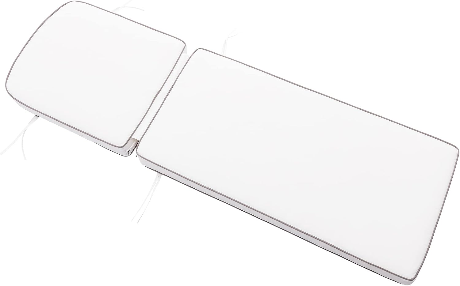 KINWELL 2-Pack Extra Thick 5-Inch Outdoor Chaise Lounge Cushions, 100% Polyester Waterproof Thick Lounger Pad, UV & Fade-Resistant Patio Furniture Seat Back Pad, 23'' W x 75''L x 5”H, White