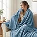 Exclusivo Mezcla Fleece Throw Blanket Extra Large, Super Soft and Warm Blankets for Couch, Sofa and Bed Waffle Textured, Cozy, Fuzzy and Lightweight (Slate Blue, 50x70 Inches)