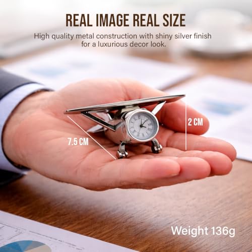 Image of ZAICUS Vintage Aeroplane Miniature Desk Clock - Airplane Table Clock | Office Desk, Study Table & Home Decor | Unique Gift for Aviation Lovers