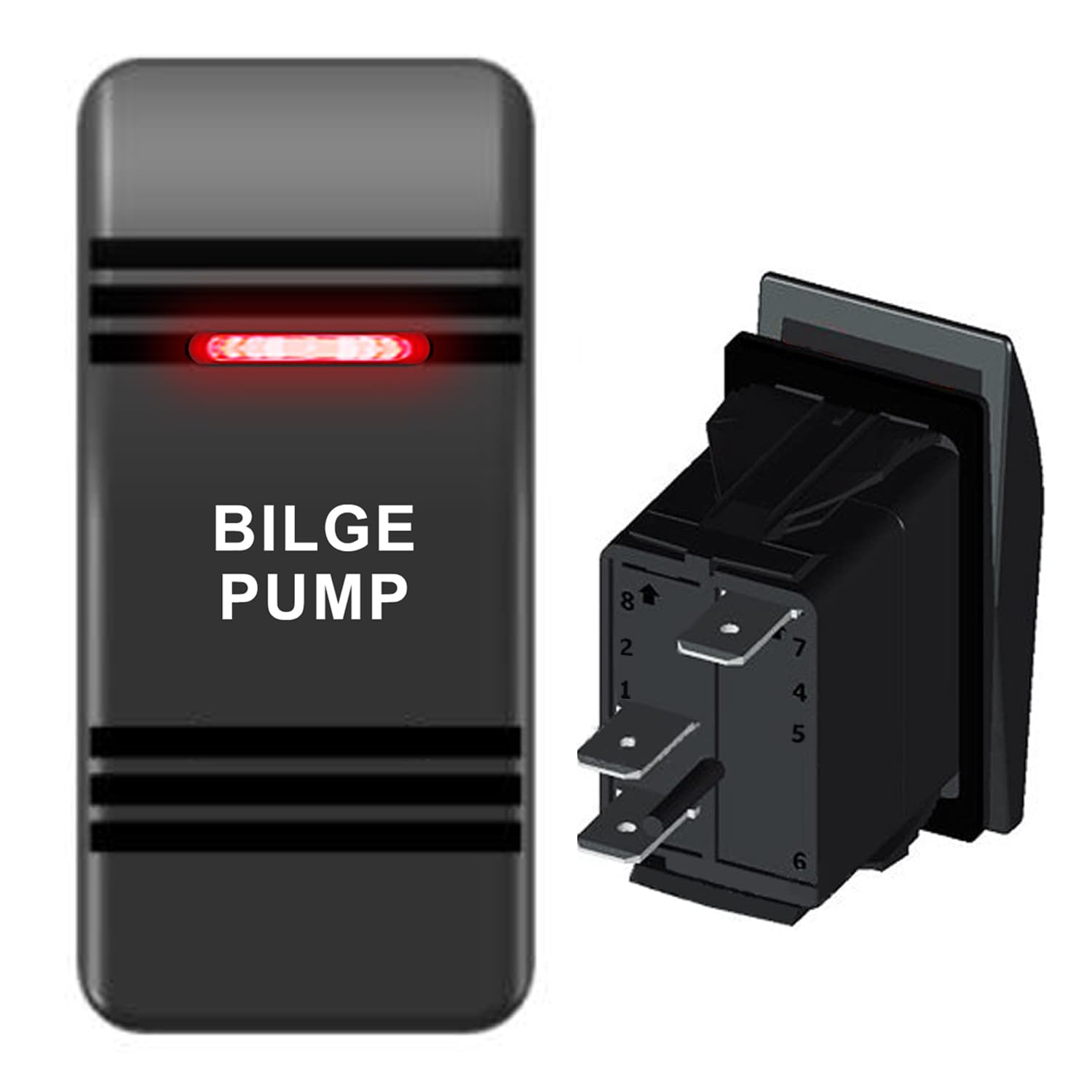 Bilge Pump Rocker Switch with Red Led SPST 20A/12V 10A/24V 3 Pin On Off Toggle Switch for Marine Fishing Boat Yacht Caravan Vessel RV Camper