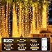 Brightown 300 LED Curtain String Lights, 9.8 FT Hanging Fairy Lights with Remote, 8 Modes, Connectable Waterproof Window Lights for Bedroom Backdrop Wedding Outdoor Christmas Party, Warm White