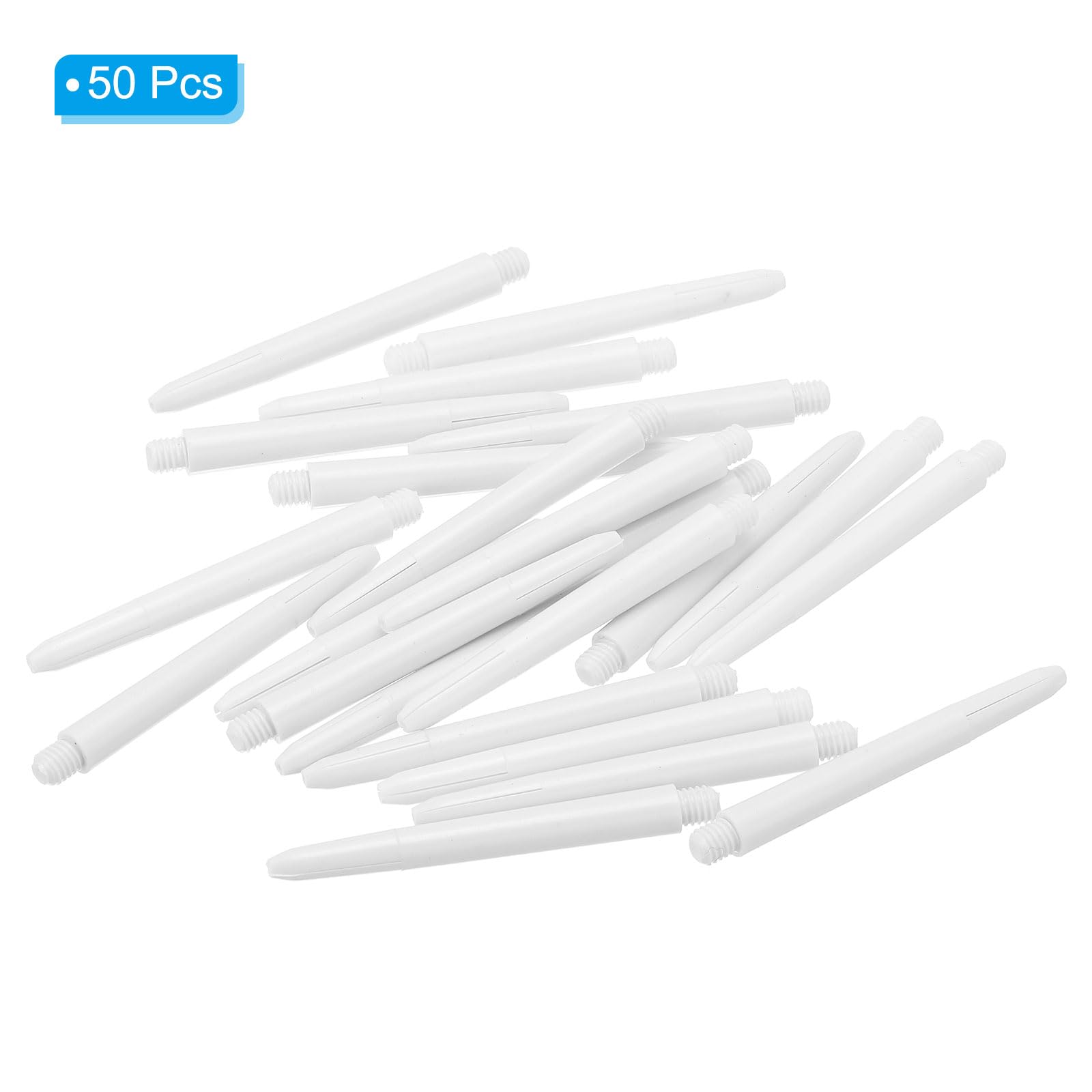 PATIKIL 53mm Plastic Dart Shafts, 50 Pack Medium 2BA Thread Dart Stems Dart Accessories, White - Image 3