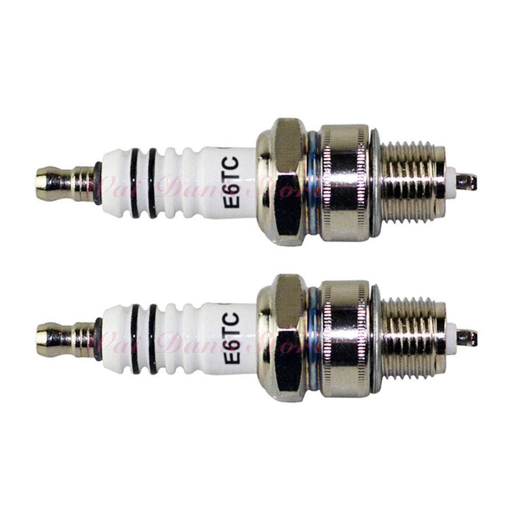Wai Danie 2Pcs E6TC Motorcycle Spark Plug BP6HS Compatible with Yamaha PW50 PW80 PW60 LT50 LT80 50cc 70cc 90cc 110cc 150cc ATV 4 Wheeler Quad Moped Scooter Go Kart Dirt Bike