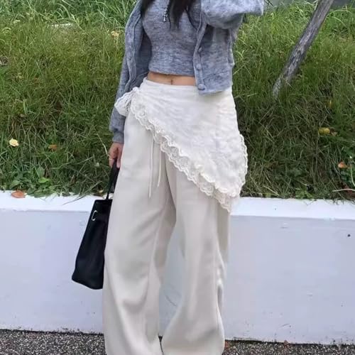 Women Elegant Embroidery Flower Layering Short Wrap Skirt Ruffle Lace Trim Hip Covering Tie Up Sarong Scarf Apron Skirt White4
