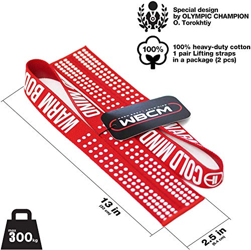 Image of WARM BODY COLD MIND V1 Lifting Wrist Straps for Olympic Weightlifting - Rated at 660 lb - Hand Wraps for Powerlifting, Weight Lifting, Bodybuilding Functional /Cross Training, Deadlift Gym Bar, Cotton
