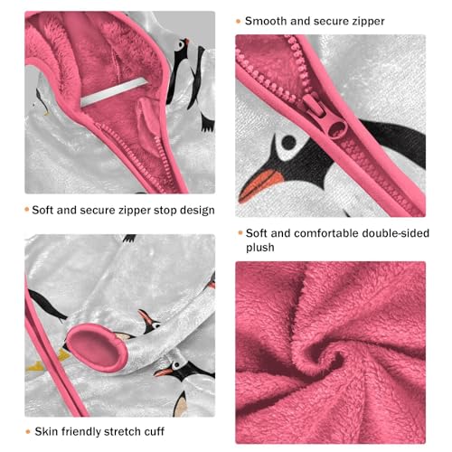 OTVEE Cute Cartoon Penguins Kids Hoodie Jacket Fall Spring Full Zip Warm Outwear Coat3